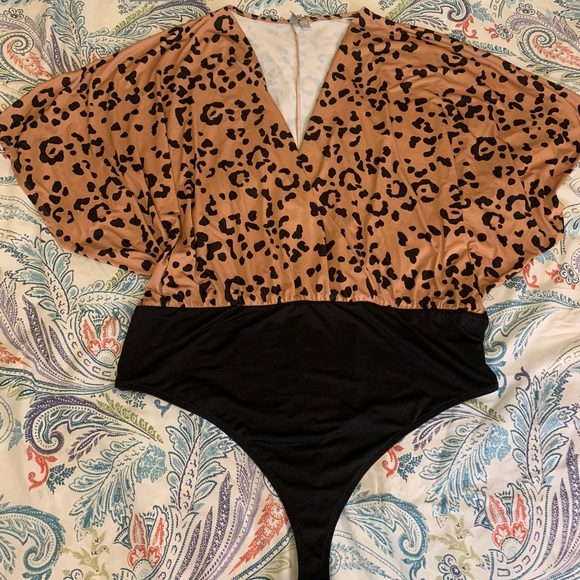 Sexy Leopard Draped Bodysuit- New w/o Tags - Picture 1 of 5
